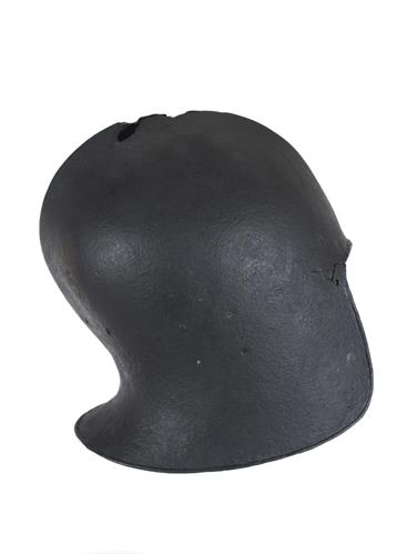 Sallet helmet from the collection of 14th-15th c. venetian armour, discovered in 1840 walled behind a vaulted crypt in the walls of the city of Chalkis, Euboia, Greece.