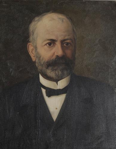 Προσωπογραφία του Αντωνίου Μηλιαράκη, ελαιογραφία σε μουσαμά του Αυγούστου Πικαρέλλη, 1908.