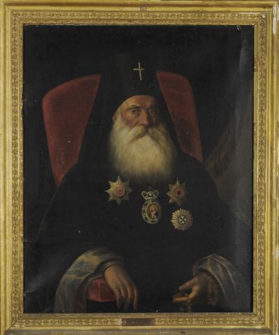 Προσωπογραφία του Αγαθάγγελου (Ανδρέα) Κοζάκη-Τυπάλδου, ελαιογραφία σε μουσαμά.