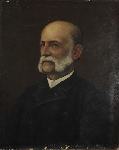 Προσωπογραφία του Γεωργίου Κοζάκη-Τυπάλδου Β&#039; (1835-1899), ελαιογραφία σε μουσαμά.