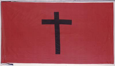 Ομοίωμα της σημαίας που έφερε ο Ανδρέας Λόντος κατά την είσοδο του στην Πάτρα στις 22 Μαρτίου 1821.