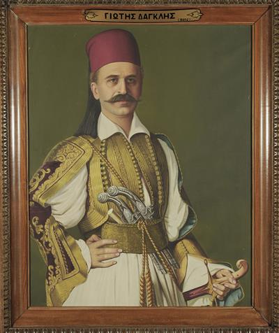 Προσωπογραφία του Γιώτη Δαγκλή, ελαιογραφία σε μουσαμά.