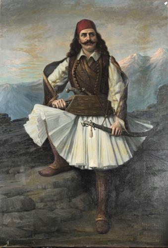 Προσωπογραφία του Γιάννη Μπουκουβάλα, ελαιογραφία σε μουσαμά του Νίκου Davis, Μόναχο.