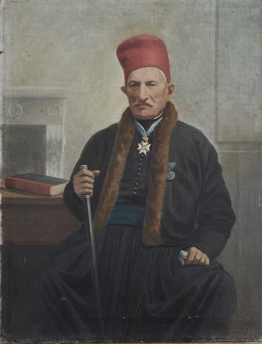 Προσωπογραφία του Ανδρέα Χατζηανάργυρου, ελαιογραφία σε μουσαμά του Αιμίλιου Προσαλέντη.