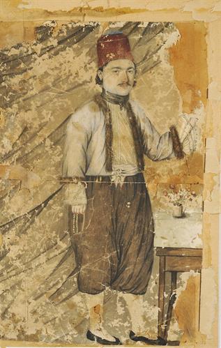 Προσωπογραφία του Δημητρίου Πέτρου Μαυρογένη, υδατογραφία σε χαρτί.