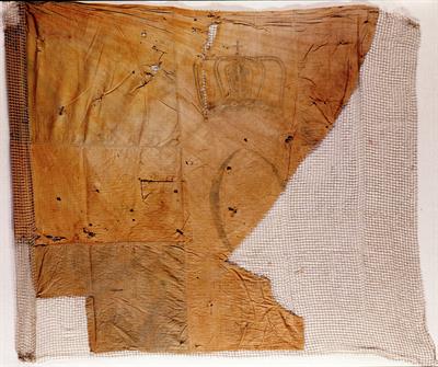 Blue and White Flag of the Ottonian period. In the center it bears King Otto’s initial with a crown and an inscription.