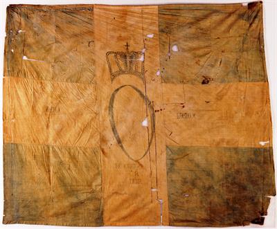 Blue and White Flag of the Ottonian period. In the center it bears King Otto’s initial with a crown and an inscription, 1833-1862.