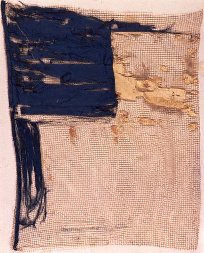 Σπάραγμα κυανής σημαίας της Οθωνικής περιόδου με λευκό σταυρό, 1833-1862.