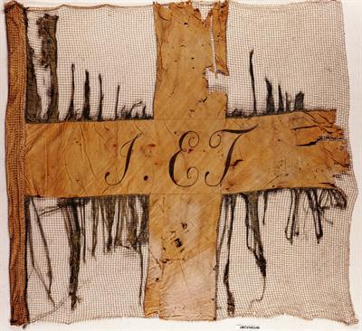 Military flag of the Ottonian period, 1833-1862. In the center of the cross it bears the initials: Ι’ E T (10th Light Infantry Battalion).