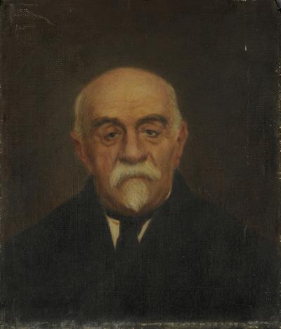 Portrait of Emmanuel St. Lykoudis, oil painting on canvas by Olga Prosalenti-Papadimaki.