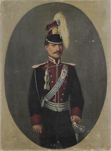 Προσωπογραφία του Δημητρίου Τουρναβίτη, ελαιογραφία σε μουσαμά του Π. Τσιριγότη.