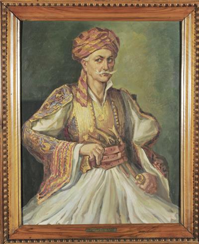 Προσωπογραφία του Πανουργιά Πανουργιά, ελαιογραφία σε μουσαμά.