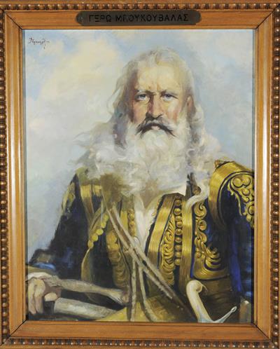 Portrait of Ioannis (old) Boukouvalas, oil painting on canvas by I. Trikoglidis.