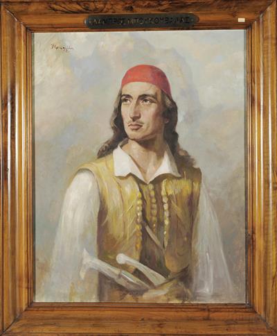 Portrait of Lambros Boukouvalas, oil painting on canvas by I. Trikoglidis.