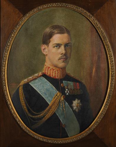 Προσωπογραφία του Αλεξάνδρου Α&#039;, ελαιογραφία σε μουσαμά του Γεωργίου Ιακωβίδη, Αθήνα, 1920.