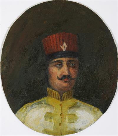 Προσωπογραφία του Λάμπρου Κατσώνη, ελαιογραφία σε μουσαμά.
