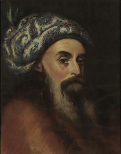 Portrait of Ioannis G. Karatzas, pastel and gouache by Zoe N. Dragoumi.