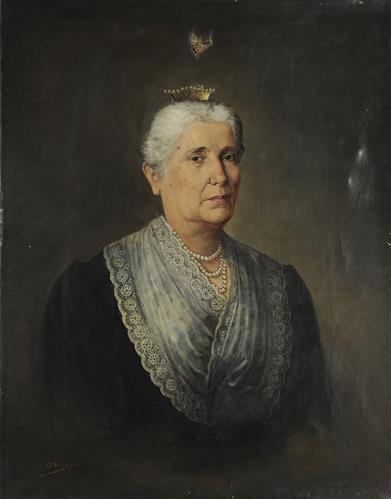 Portrait of Aikaterini Dim. Kallifrona, oil painting on canvas by D. Vogiazis.