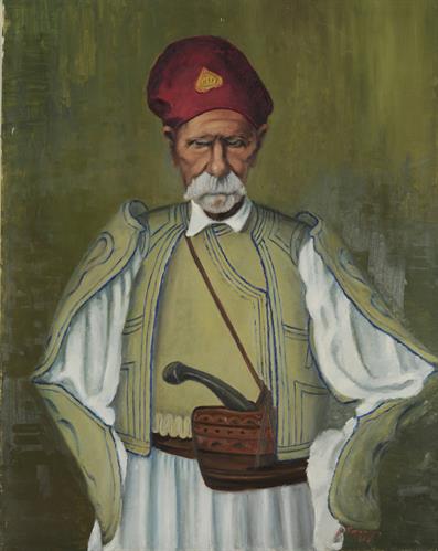 Προσωπογραφία του Παναγιώτη Κατριβάνου (1795-1885), ελαιογραφία σε μουσαμά, 1961.
