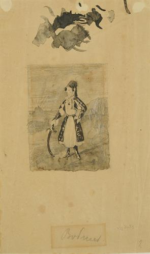 Full-body Portrait of Otto, pencil and ink on paper by Bodmer.