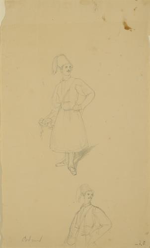 Full-body Portrait of Otto, pencil on paper by Bodmer.