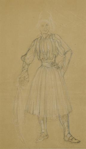 Portrait of Otto, pencil and white chalk on paper by Bodmer.