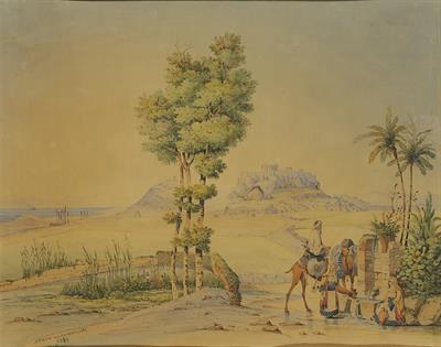 Athens in the late 19th century. Aquarelle by Wilhelm von Weiler, 1839.