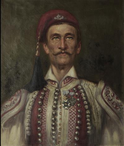 Portrait of Lambros Nakos, oil painting on canvas.