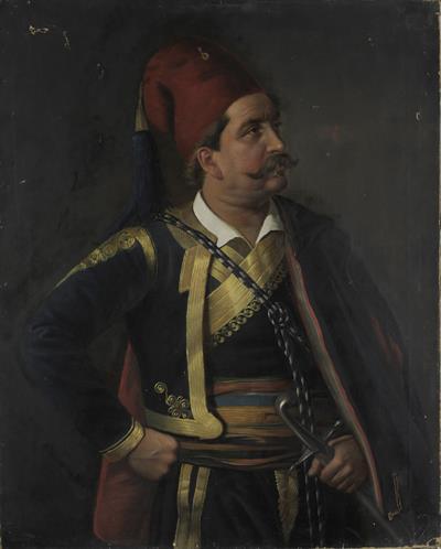 Portrait of Katsis Mavromichalis, oil painting on canvas.