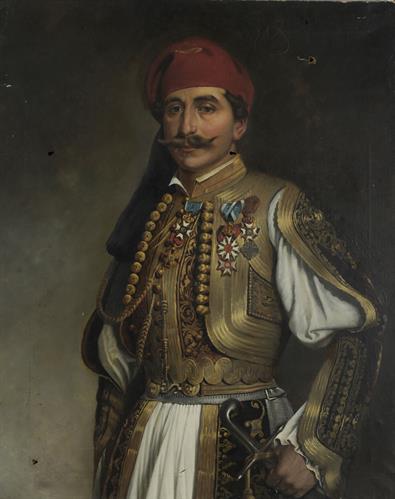 Προσωπογραφία του Δημητρίου Μαυρομιχάλη, ελαιογραφία σε μουσαμά.
