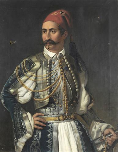 Προσωπογραφία του Γεωργίου Μαυρομιχάλη, ελαιογραφία σε μουσαμά.