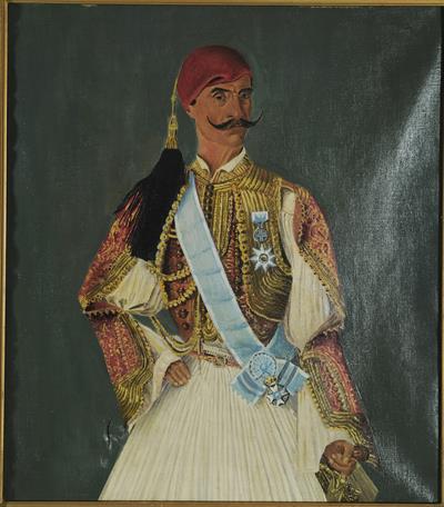 Προσωπογραφία του Ιωάννη Παπατσώνη, ελαιογραφία σε μουσαμά.