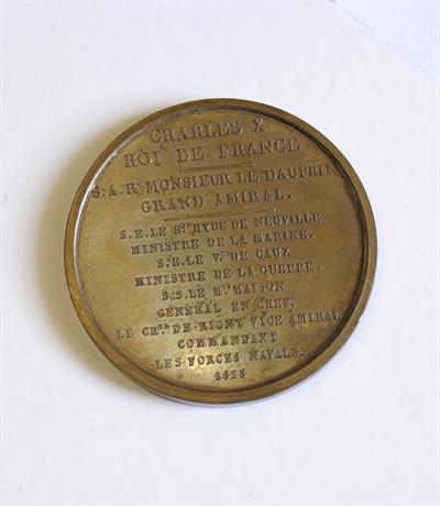 Commemorative Medal of France for the French expedition of the General Maison in Morea. Made by Pingret. Copper alloy. Struck (1828).