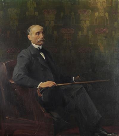 Προσωπογραφία του Ανάργυρου Σιμόπουλου (1857-1908), ελαιογραφία σε μουσαμά του Παύλου Μαθιόπουλου, 1909.