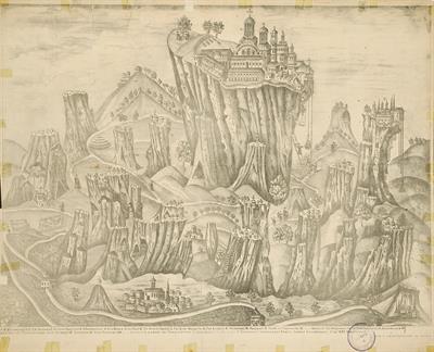 Monasteries of Meteora. Lithograph, Piraeus, 1882.