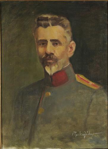 Προσωπογραφία του Ιωάννη Βελισσαρίου, ελαιογραφία σε μουσαμά του Ι. Τρικογλίδη.