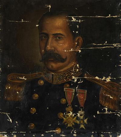 Προσωπογραφία του στρατηγού Γεωργίου Βαρούχα, ελαιογραφία σε μουσαμά.