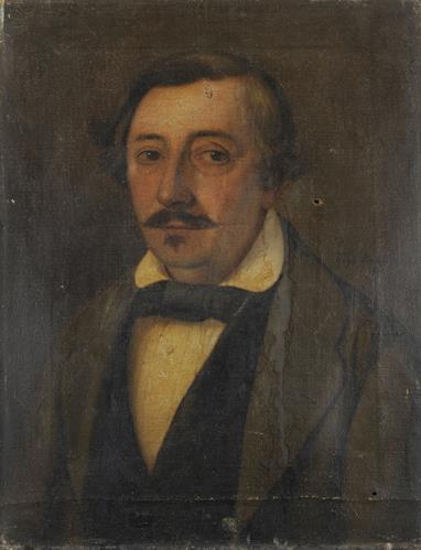 Προσωπογραφία του Ανδρέα Νικ. Λόντου (1810-1881), ελαιογραφία σε μουσαμά του Διονυσίου Καλλιβωκά, 1852.