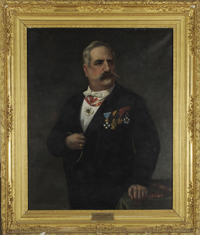 Προσωπογραφία του Θεόδωρου Ορφανίδη (1817-1886), ελαιογραφία σε μουσαμά του Σπυρίδωνος Προσαλέντη, 1887.