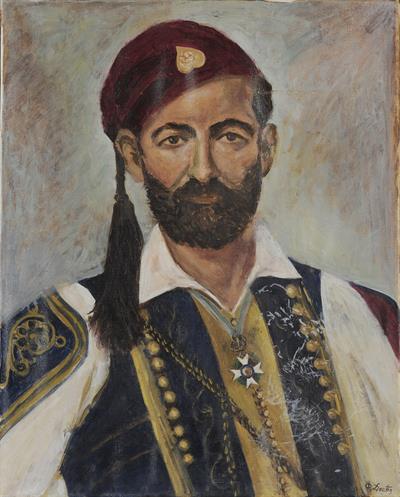 Προσωπογραφία του Κωνσταντίνου Δ. Διαμαντόπουλου, ελαιογραφία σε μουσαμά του Φ. Δουβή.