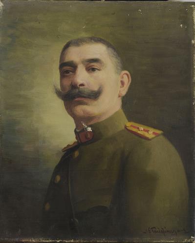 Προσωπογραφία του Κ. Καραγιαννόπουλου, ελαιογραφία σε μουσαμά του Ε. Πανταζόπουλου.