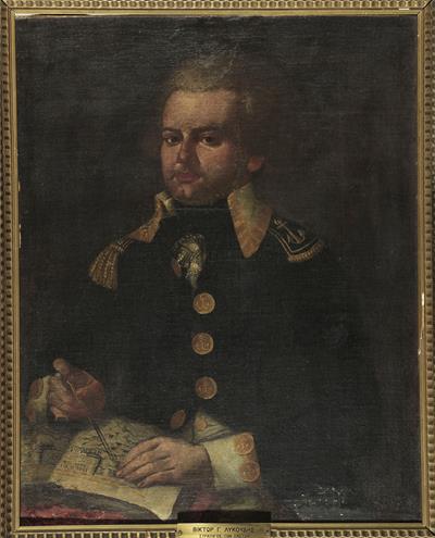 Προσωπογραφία του Βίκτωρος Γ. Λυκούδη, ελαιογραφία σε μουσαμά.