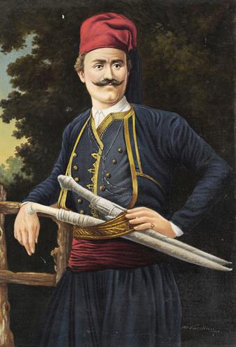 Προσωπογραφία του Αναγνώστη Σκαλίδη (1818-1901), ελαιογραφία σε μουσαμά του Δ. Βασιλείου.