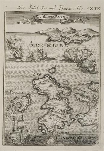 &quot;Die Insul Sio und Psara. / I.s DE SIO ET DE PSARA&quot;. Χάρτης της Χίου και των Ψαρών. Ασπρόμαυρη χαλκογραφία.