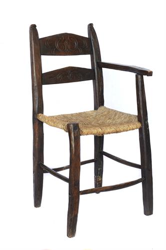 Straw-bottomed chair from Cyprus, before 1900, Lazaros Koundouriotis Historic Residence on Hydra Island