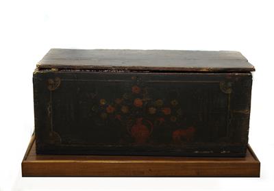 Wooden chest with painted flower decoration and the inscription &quot;1861&quot; or &quot;1867&quot;, Lazaros Koundouriotis Historic Residence on Hydra Island