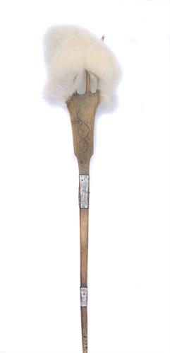 Wooden distaff with engraved decorative motifs, Lazaros Koundouriotis Historic Residence on Hydra Island