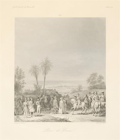 Η απομάκρυνση του τουρκο-αιγυπτιακού στρατού και η κατάληψη του κάστρου του Μοριά τον Οκτώβριο του 1828 από τον γαλλικό στρατό, υπό τον στρατηγό Maison, ο οποίος είχε αναλάβει την εφαρμογή του Πρωτοκόλλου του Λονδίνου. Χαλκογραφία σε σχέδιο Massard και χά