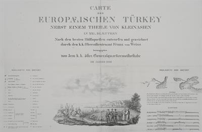 &quot;CARTE DER EUROPAEISCHEN TURKEY&quot;. Χάρτης των ευρωπαϊκών επαρχιών της Οθωμανικής Αυτοκρατορίας. Ασπρόμαυρη χαλκογραφία,  Franz von Weiss, 1829.