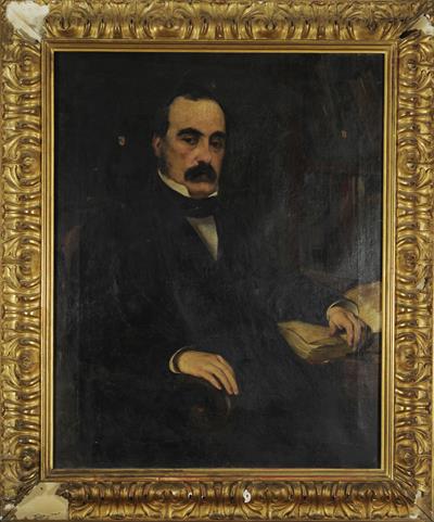 Portrait of Leon Georg. Melas, oil painting on canvas by Polychronis Lembesis.